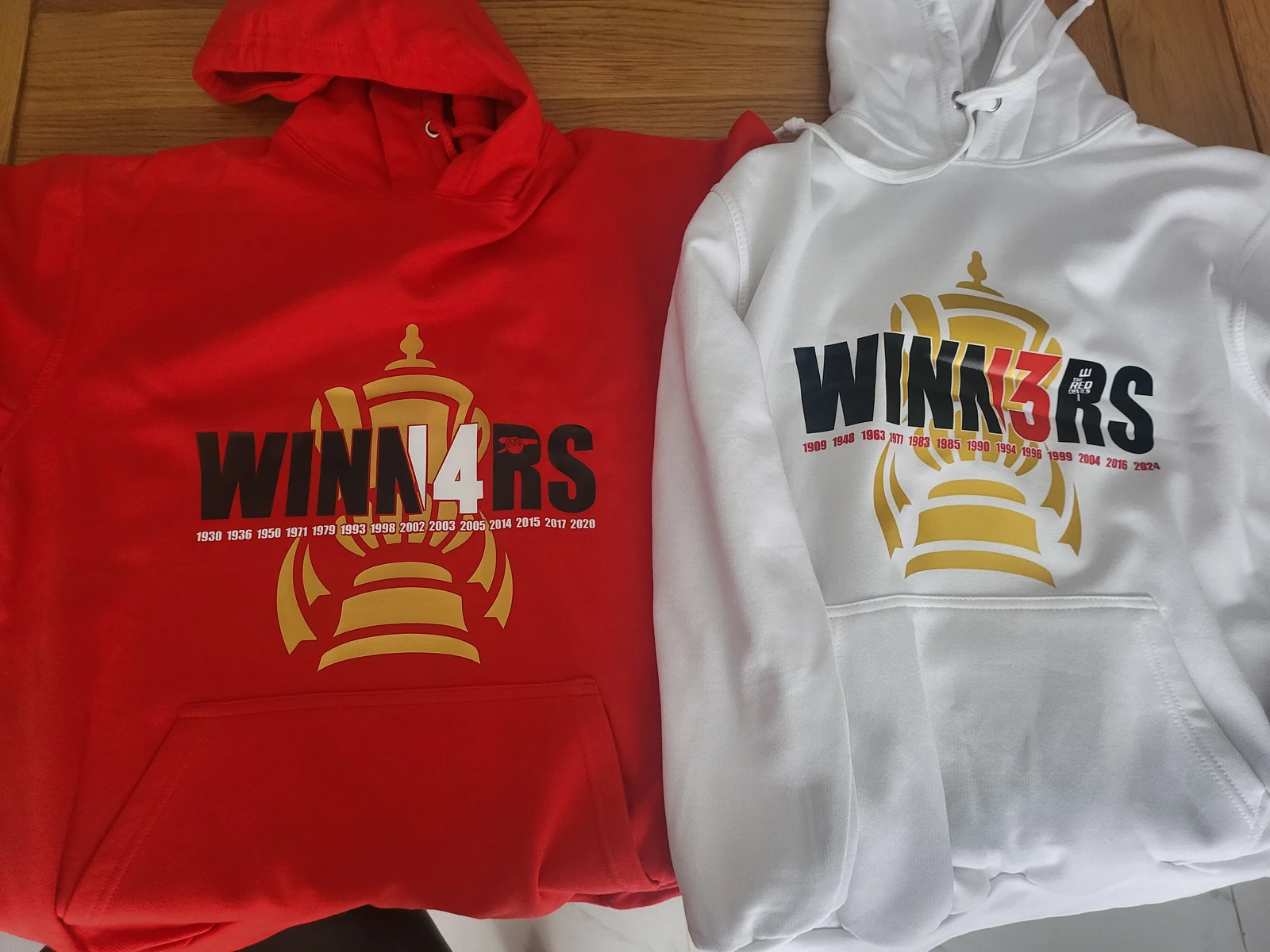 Arsenal & Man United FA cups - hoodies