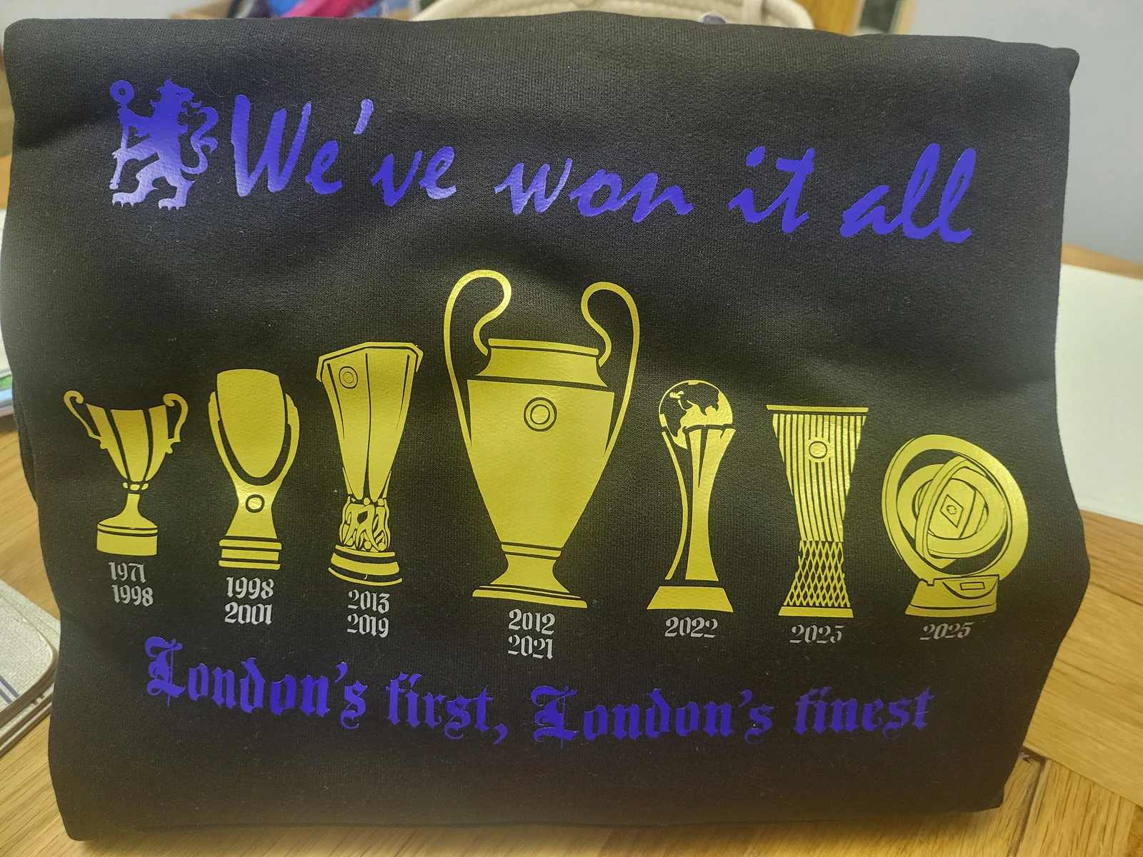 Chelsea, we won it all - black hoodie packed